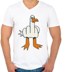 printfashion Fuck you sirály - Férfi V-nyakú póló - Fehér (14950020)