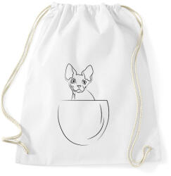 printfashion Line cat in the pocket - Sportzsák, Tornazsák - Fehér (7103955)