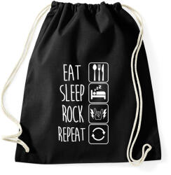 printfashion Eat Sleep Rock Repeat - Sportzsák, Tornazsák - Fekete (1324261)