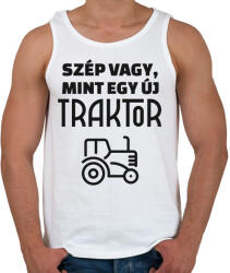 printfashion Szép vagy, mint egy új traktor - Férfi atléta - Fehér (11491782)
