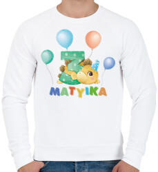 printfashion Dínós szülinap - Névvel, számmal - Férfi pulóver - Fehér (8097898)
