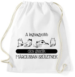 printfashion A legnagyobb cica gazdi - hónappal (4 cica) - Sportzsák, Tornazsák - Fehér (6307960)