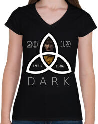 printfashion dark - Női V-nyakú póló - Fekete (2805099)