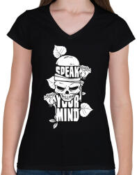 printfashion Az elméd - Női V-nyakú póló - Fekete (1052912)