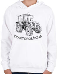 printfashion Traktorológus - Gyerek kapucnis pulóver - Fehér (6594478)