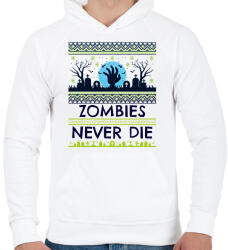 printfashion Zombies Never Die - Férfi kapucnis pulóver - Fehér (9533339)