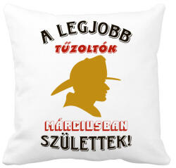 printfashion Tűzoltó szülinapja március - Párnahuzat, Díszpárnahuzat - Fehér (5777392)