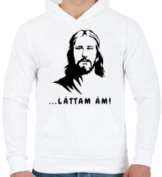 printfashion láttam ám! - Vicces Jézus feliratos minta - Férfi kapucnis pulóver - Fehér (12033701)