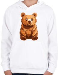 printfashion Grizzly medve - Gyerek kapucnis pulóver - Fehér (14749684)