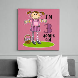 printfashion 3 years old" forgirl - Vászonkép - Rózsaszín (13456400)