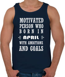 printfashion Áprilisi születésű motivált személy ambíciókkal és célokkal - Férfi atléta - Sötétkék (1396573)