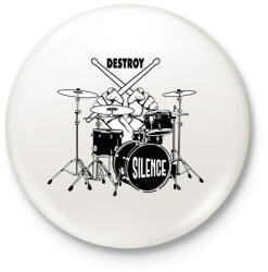 printfashion Destroy silence - Dobolós - Kitűző, hűtőmágnes - Fehér (6989334)