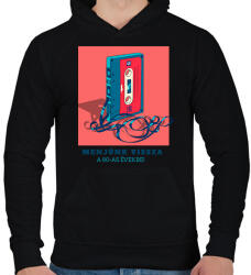 printfashion 80S - Férfi kapucnis pulóver - Fekete (9851615)