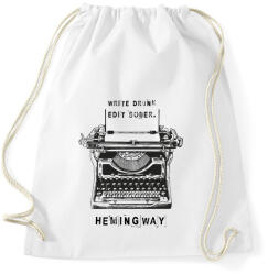 printfashion Írj részegen, szerkessz józanul - Hamingway - Sportzsák, Tornazsák - Fehér (7118558)
