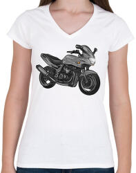 printfashion kawasaki zr7 - Női V-nyakú póló - Fehér (2909154)