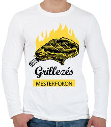 printfashion Grillezés mesterfokon - Férfi hosszú ujjú póló - Fehér (6289398)