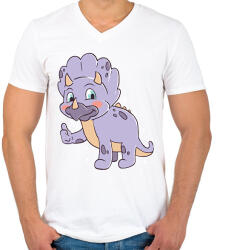 printfashion Triceratopsz - Férfi V-nyakú póló - Fehér (13677202)