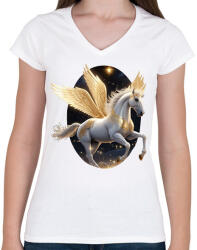 printfashion Táltos paripa - Női V-nyakú póló - Fehér (14865908)