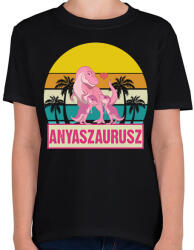 printfashion Anyaszaurusz - lány - Gyerek póló - Fekete (7472553)
