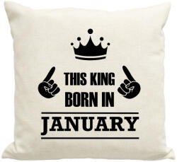 printfashion Ez a király januárban született - Párnahuzat, Díszpárnahuzat - Lenvászon (1368469)
