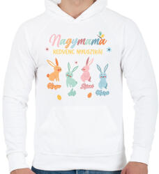 printfashion Kedvenc nyuszikák - Névvel - Férfi kapucnis pulóver - Fehér (13084070)