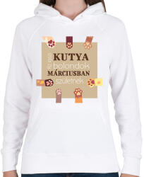 printfashion Az igazi kutya bolondok - Női kapucnis pulóver - Fehér (6232876)