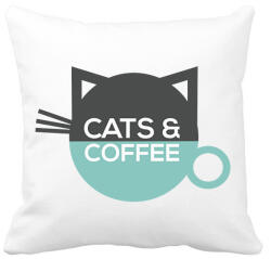 printfashion Cats & Coffee - Párnahuzat, Díszpárnahuzat - Fehér (1939490)