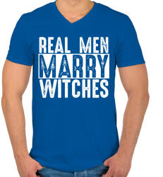 printfashion Az igazi férfiak. . - Férfi V-nyakú póló - Királykék (2494150)