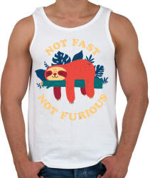 printfashion Lajhár Not fast Not furious - Férfi atléta - Fehér (4207806)