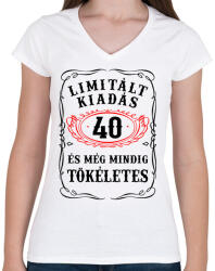 printfashion 40 éves limitált kiadás - Női V-nyakú póló - Fehér (759601)