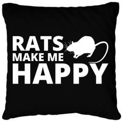 printfashion Rats make me happy - Párnahuzat, Díszpárnahuzat - Fekete (13442793)