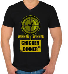 printfashion WINNER-WINNER CHICKEN DINNER - Férfi V-nyakú póló - Fekete (2403236)