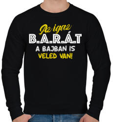 printfashion Az igaz barát a bajban is veled van - Férfi pulóver - Fekete (7574413)