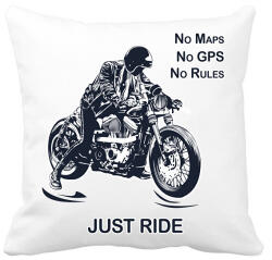 printfashion No maps, no gps, no rules, just RIDE - Párnahuzat, Díszpárnahuzat - Fehér (6368144)