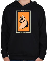 printfashion ALL DOG BITCHES - Gyerek kapucnis pulóver - Fekete (1571863)