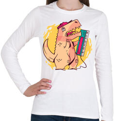 printfashion Dínó - Női hosszú ujjú póló - Fehér (6244604)