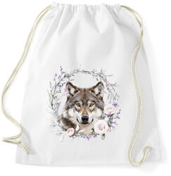 printfashion farkas virágokkal - Sportzsák, Tornazsák - Fehér (15110288)