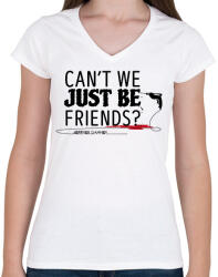 printfashion Just be friends - Jeffrey Dahmer - Női V-nyakú póló - Fehér (9336507)