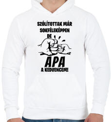 printfashion Szólítottak már sokféleképpen de Apa a kedvencem! póló - Férfi kapucnis pulóver - Fehér (9384722)