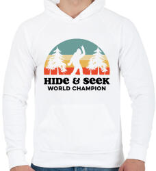 printfashion Bújócska győztes - Férfi kapucnis pulóver - Fehér (1883579)
