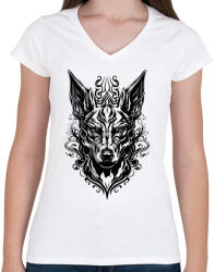 printfashion angry cerberus - Női V-nyakú póló - Fehér (15191850)