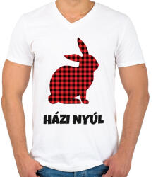 printfashion Házi nyúl - Férfi V-nyakú póló - Fehér (10463498)
