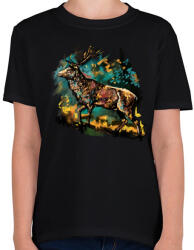 printfashion Emelt fővel - Gyerek póló - Fekete (5591107)