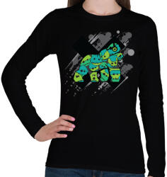 printfashion Gorilla Faces - Női hosszú ujjú póló - Fekete (861132)