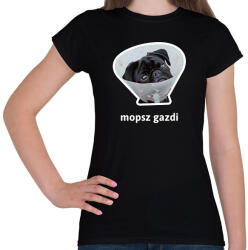 printfashion mopsz gazdi 5 - Női póló - Fekete (10904244)