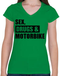 printfashion SDM - Női V-nyakú póló - Zöld (2240783)