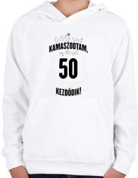 printfashion kamasz-50-black-white - Gyerek kapucnis pulóver - Fehér (604754)