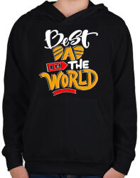 printfashion Legjobb apa a világon - Gyerek kapucnis pulóver - Fekete (2593543)