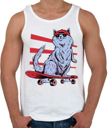 printfashion Gördeszkás macska - Férfi atléta - Fehér (6159035)