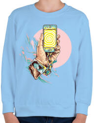 printfashion Szelfi - Gyerek pulóver - Világoskék (65590)